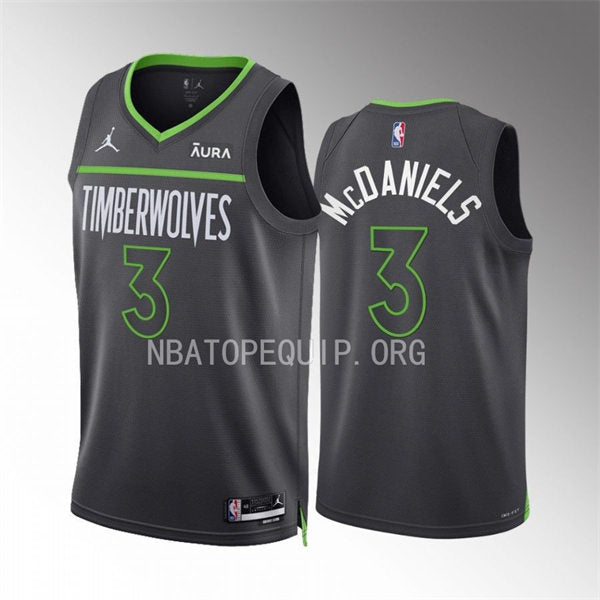 Men’s Minnesota Timberwolves #3 Jaden McDaniels 2022-23 Anthracite Statement Edition Player Jersey