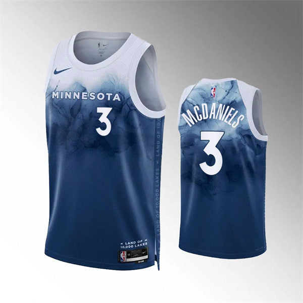 Men’s Minnesota Timberwolves #3 Jaden McDaniels 2023-24 City Edition Jersey Predominantly Predominantly Blue