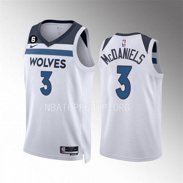 Men’s Minnesota Timberwolves #3 Jaden McDaniels White Association Edition Player Jersey
