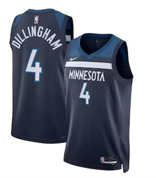 Men’s Minnesota Timberwolves #4 Rob Dillingham Navy Nike Icon Edition Jersey