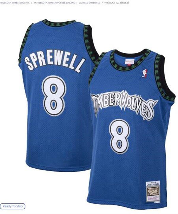 Men’s Minnesota Timberwolves #8 Latrell Sprewell Mitchell & Ness 2001-02 Hardwood Classics Swingman Jersey Blue