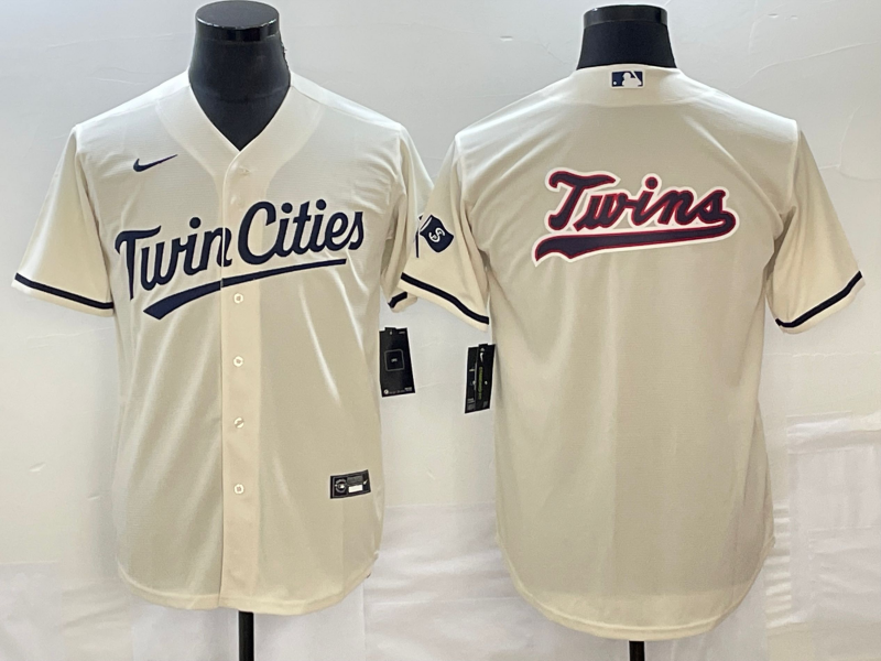 Men’s Minnesota Twins Beige Alternate Team Logo Jersey