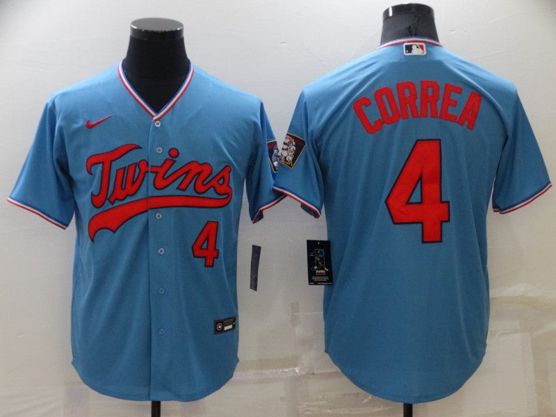 Men’s Minnesota Twins Carlos Correa #4 Blue Baseball Jersey