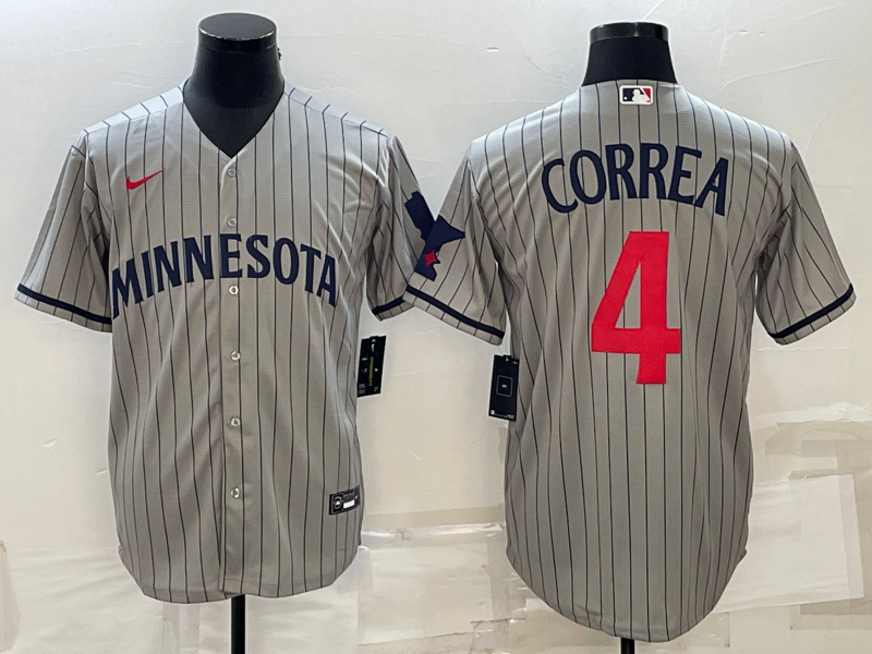 Men’s Minnesota Twins Carlos Correa #4 Gray Alternate Jersey