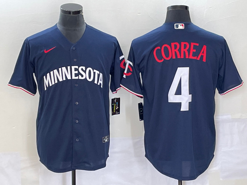 Men’s Minnesota Twins Carlos Correa #4 Navy Alternate Jersey