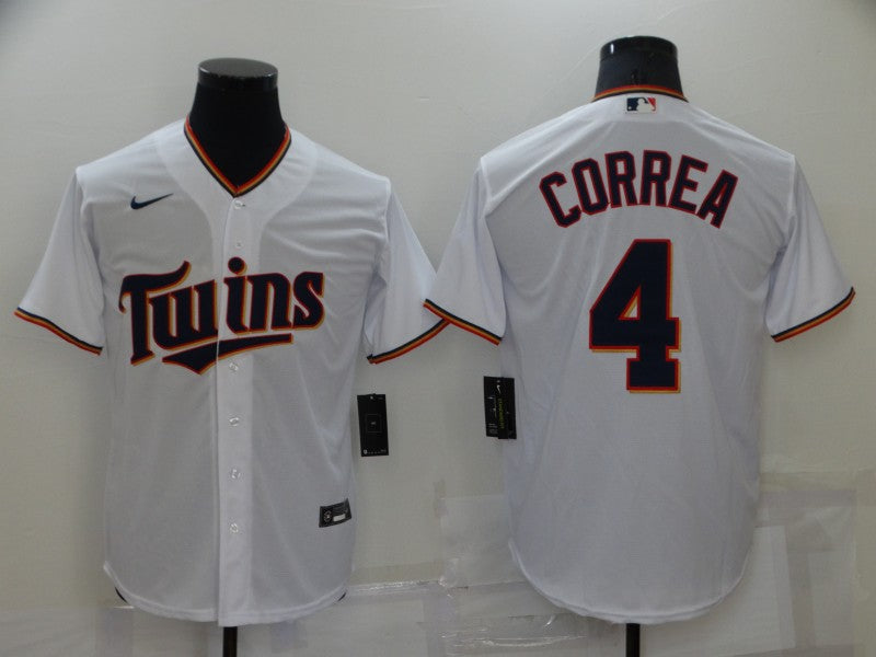 Men’s Minnesota Twins Carlos Correa #4 White Baseball Jersey