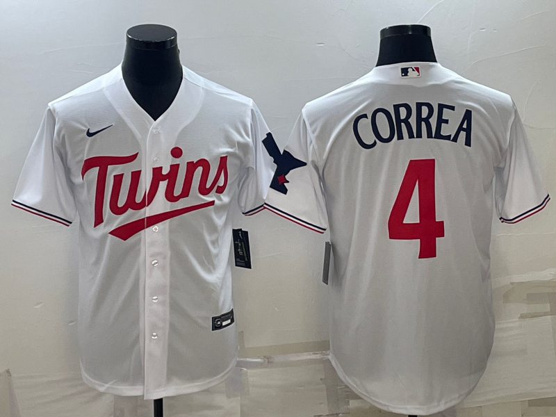 Men’s Minnesota Twins Carlos Correa #4 White Home Jersey