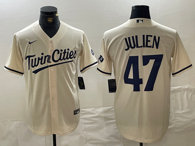 Men’s Minnesota Twins Edouard Julien #47 Cream Limited Jersey