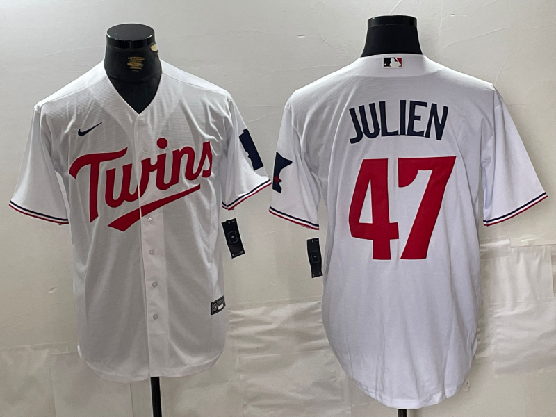 Men’s Minnesota Twins Edouard Julien #47 White Home Jersey