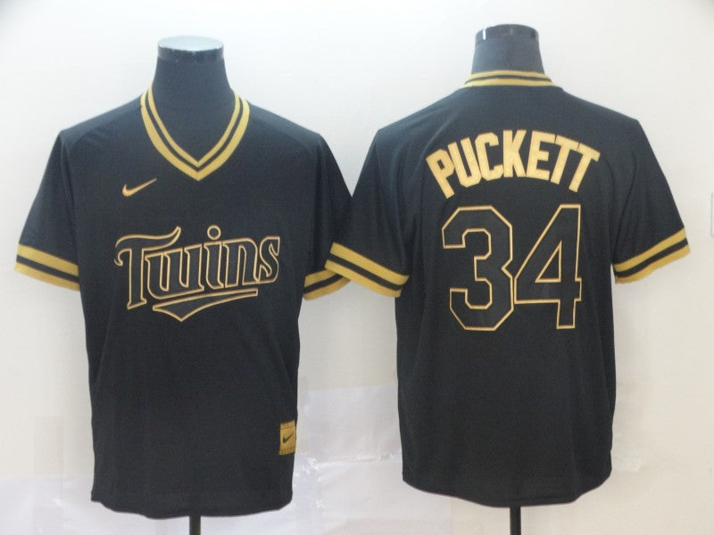 Men’s Minnesota Twins Kirby Puckett #34 Black Baseball Jersey