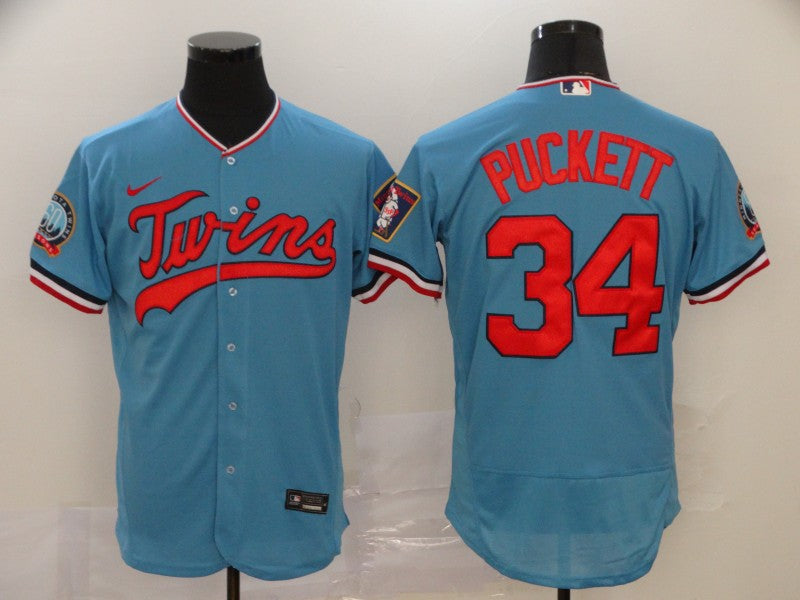 Men’s Minnesota Twins Kirby Puckett #34 Blue Baseball Jersey