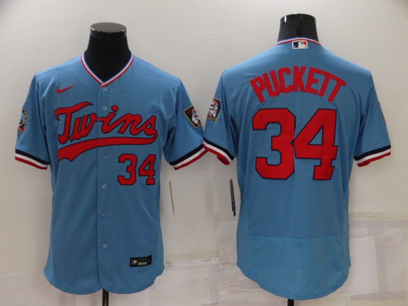 Men’s Minnesota Twins Kirby Puckett #34 Blue Stitched Jersey