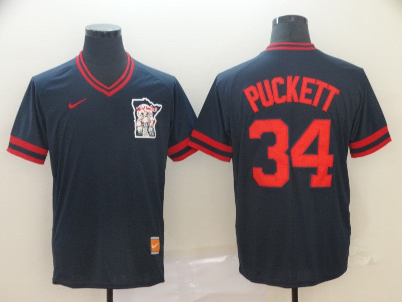 Men’s Minnesota Twins Kirby Puckett #34 Navy Baseball Jersey