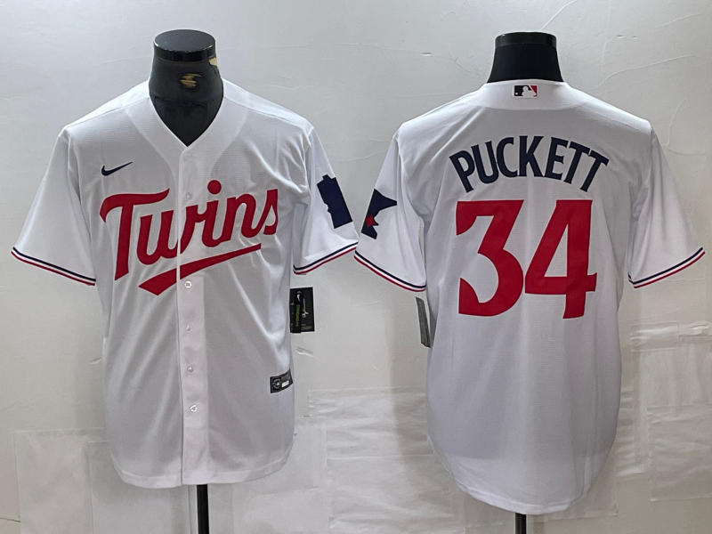 Men’s Minnesota Twins Kirby Puckett #34 White Jersey