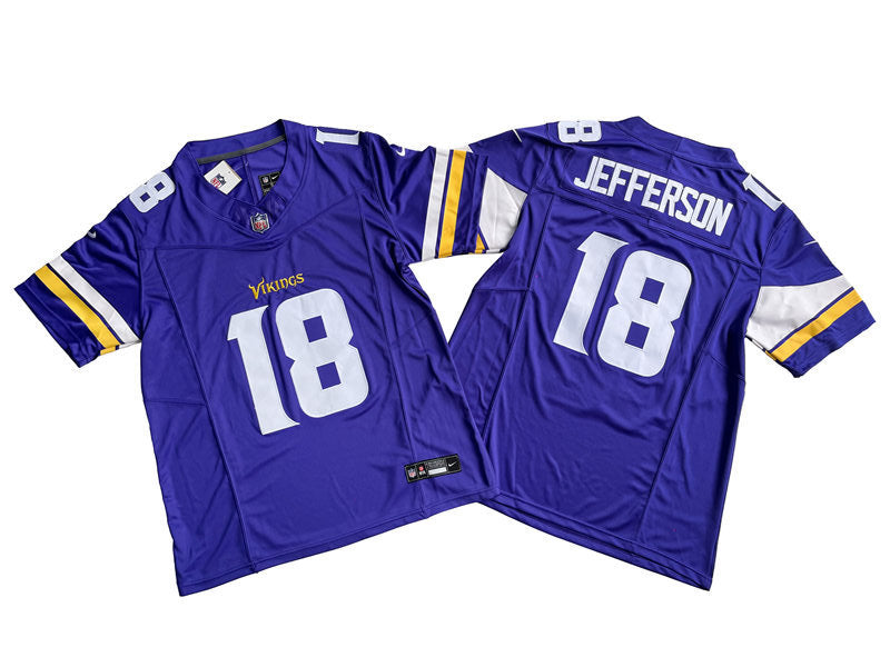 Men’s Minnesota Vikings #18 Justin Jefferson Nike Purple 2023 F.U.S.E. Vapor Limited Jersey