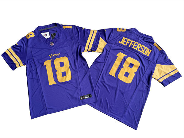 Men’s Minnesota Vikings #18 Justin Jefferson Nike Purple NFL Color Rush 2023 F.U.S.E. Vapor Limited Jersey
