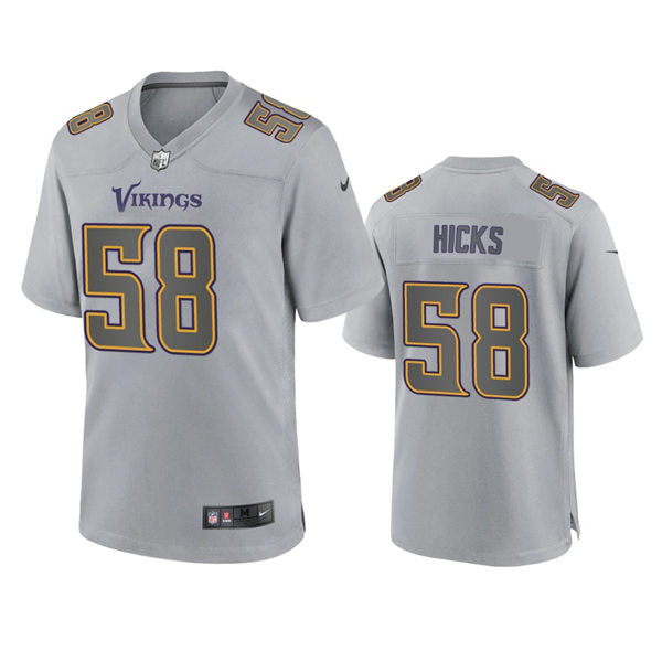 Men’s Minnesota Vikings #58 Jordan Hicks Gray Atmosphere Fashion Game Jersey