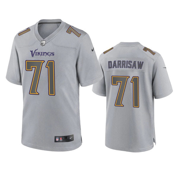 Men’s Minnesota Vikings #71 Christian Darrisaw Gray Atmosphere Fashion Game Jersey