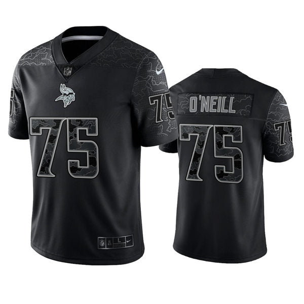 Men’s Minnesota Vikings #75 Brian O’neill Black Reflective Limited Jersey