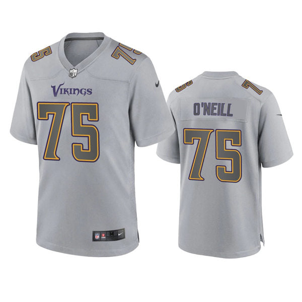 Men’s Minnesota Vikings #75 Brian O’neill Gray Atmosphere Fashion Game Jersey