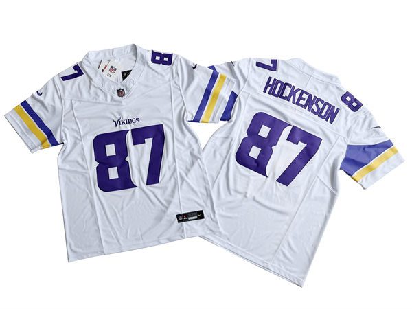 Men’s Minnesota Vikings #87 T.J. Hockenson Nike White 2023 F.U.S.E. Vapor Limited Jersey