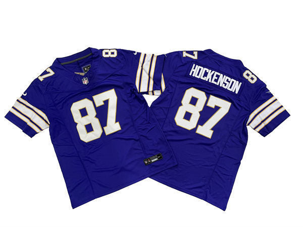 Men’s Minnesota Vikings #87 T.J. Hockenson Purple Classic F.U.S.E. Limited Jersey