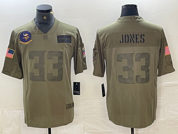 Men’s Minnesota Vikings Aaron Jones #33 Olive Jersey