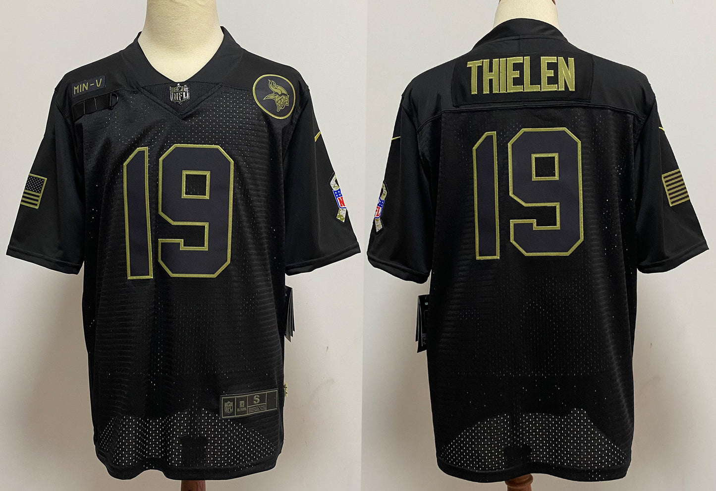 Men’s Minnesota Vikings Adam Thielen Black 2020 Salute To Service Limited Jersey