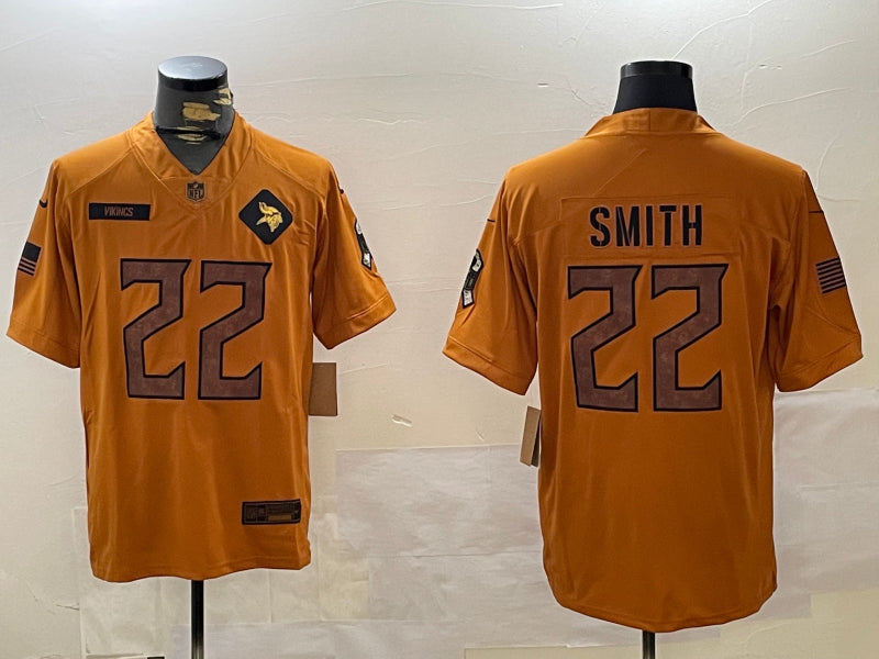 Men’s Minnesota Vikings Harrison Smith #22 Brown 2023 Salute To Service Limited Jersey
