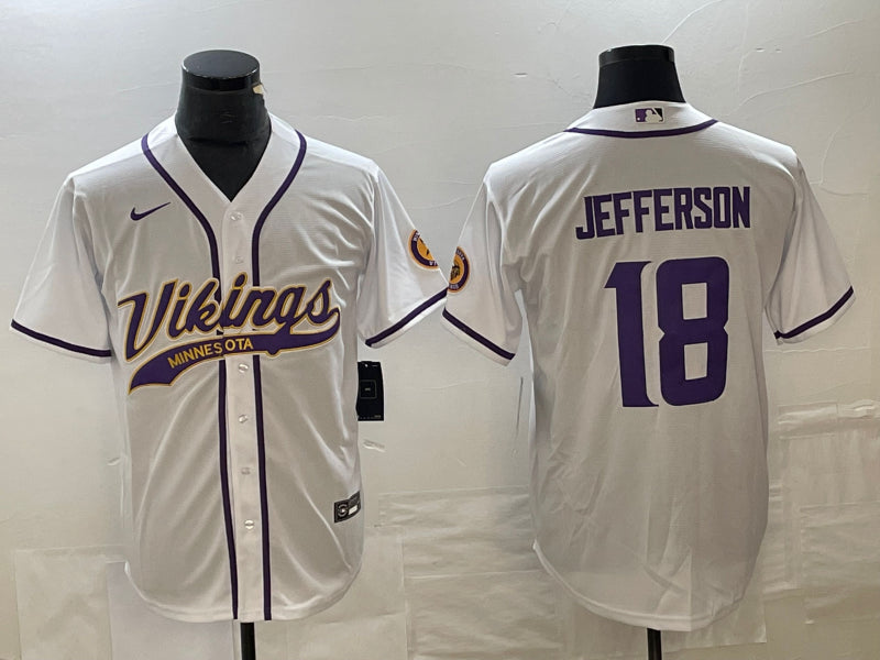 Men’s Minnesota Vikings Justin Jefferson #18 White Jersey Joint Edition