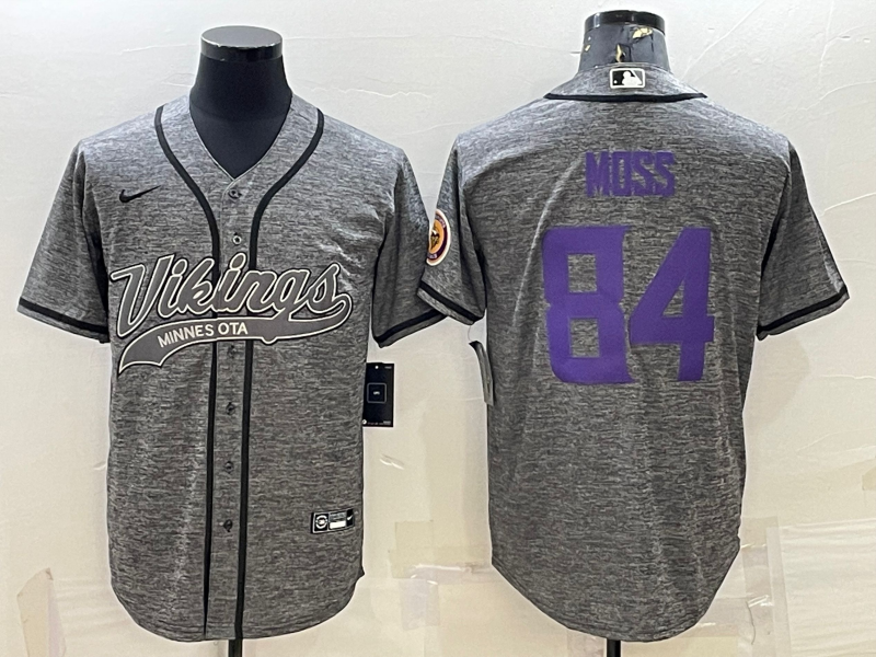 Men’s Minnesota Vikings Randy Moss #84 Gray Jersey Joint Edition