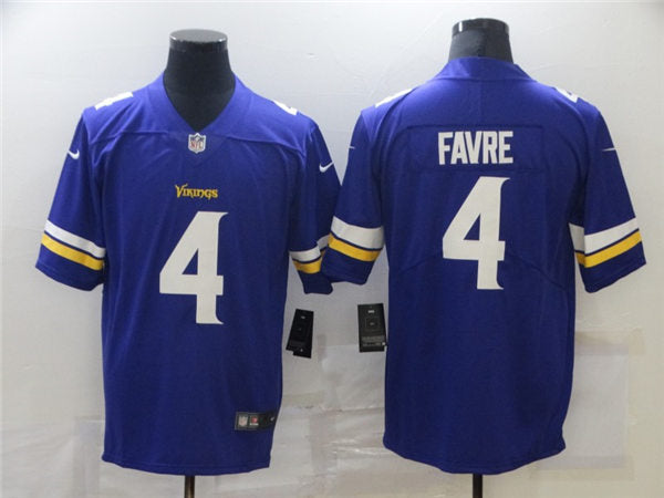 Men’s Minnesota Vikings Retired Player #4 Brett Favre Nike Purple Vapor Untouchable Limited Jersey