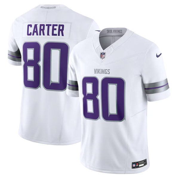 Men’s Minnesota Vikings Retired Player #80 Cris Carter Nike White Alternate Vapor F.U.S.E. Winter Warrior Limited Jersey