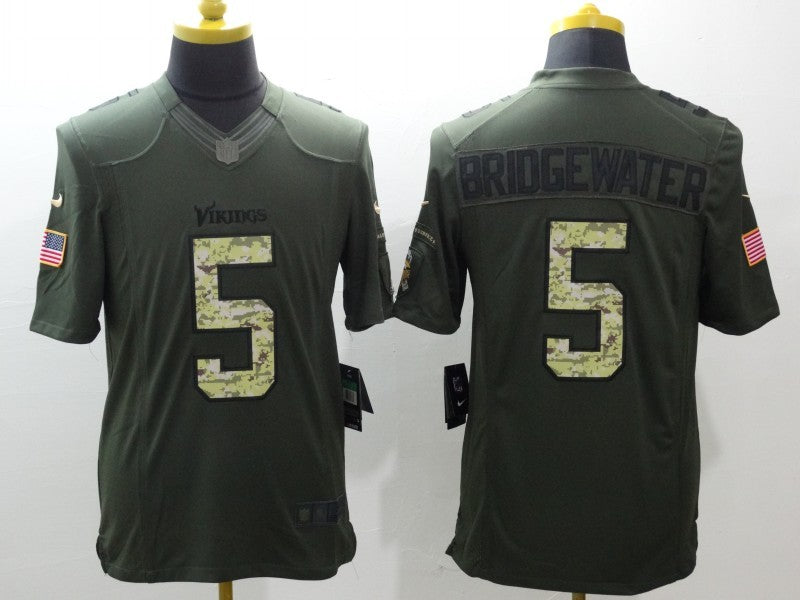 Men’s Minnesota Vikings Teddy Bridgewater #5 Army Green Jersey