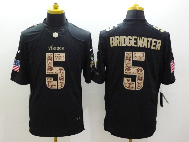 Men’s Minnesota Vikings Teddy Bridgewater #5 Black Jersey
