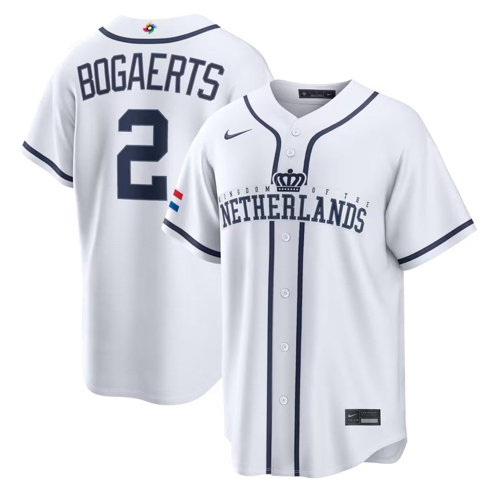 Men’s Netherlands Baseball #2 Xander Bogaerts White 2026 World Baseball Classic Home Stadium Jersey