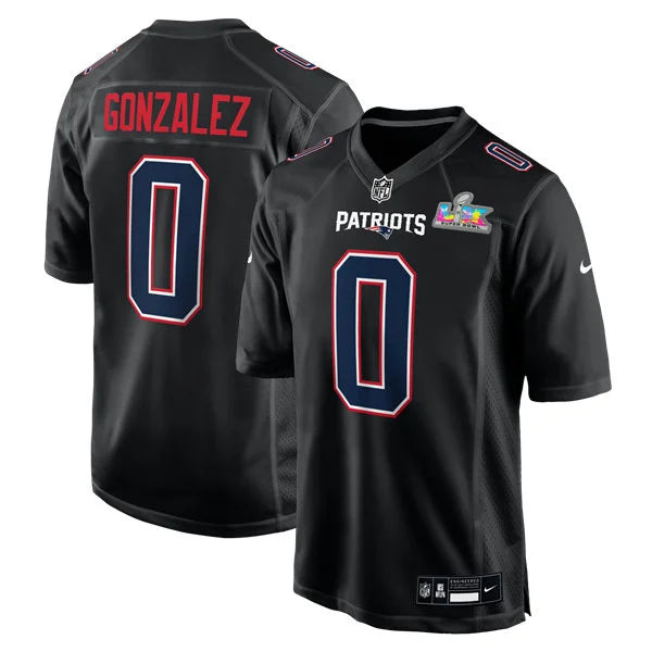Mens New England Patriots #0 Christian Gonzalez Black Fashion Game Jersey