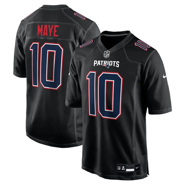 Mens New England Patriots #10 Drake Maye Black Fashion Game Jersey