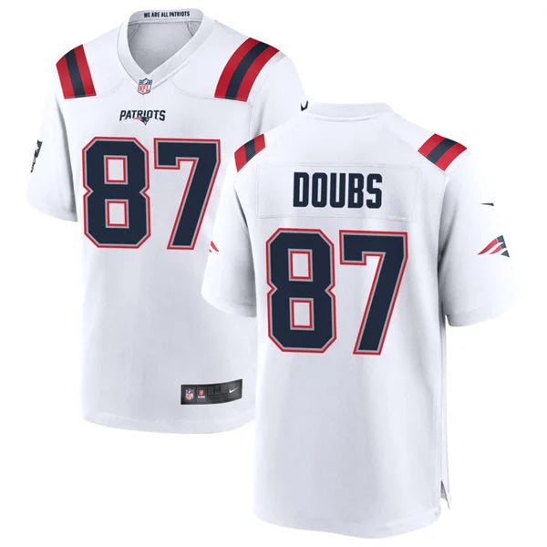 Mens New England Patriots #87 Romeo Doubs Nike White Vapor F.U.S.E. Limited Jersey