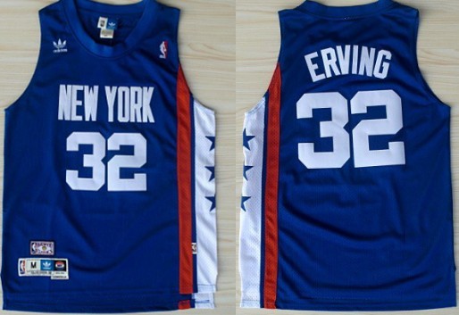 Men’s New Jersey Nets #32 Julius Erving Blue ABA Hardwood Classic Swingman Jersey