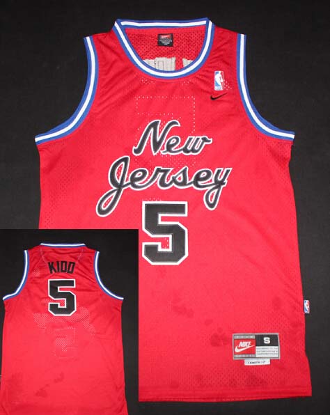 Men’s New Jersey Nets #5 Jason Kidd Red Throwback Swingman Jersey