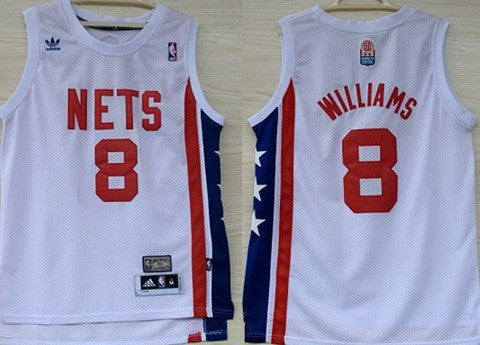 Men’s New Jersey Nets #8 Deron Williams ABA Hardwood Classic White Swingman Jersey