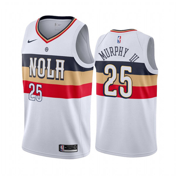 Mens New Orleans Pelicans #25 Trey Murphy III White 2021 Earned Edition Jersey