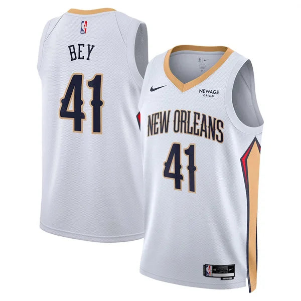 Mens New Orleans Pelicans #41 Saddiq Bey Nike White Association Edition Swingman Jersey