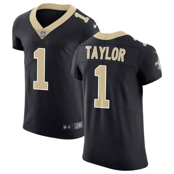 Men’s New Orleans Saints #1 Alontae Taylor Nike Black Vapor Untouchable Limited Jersey