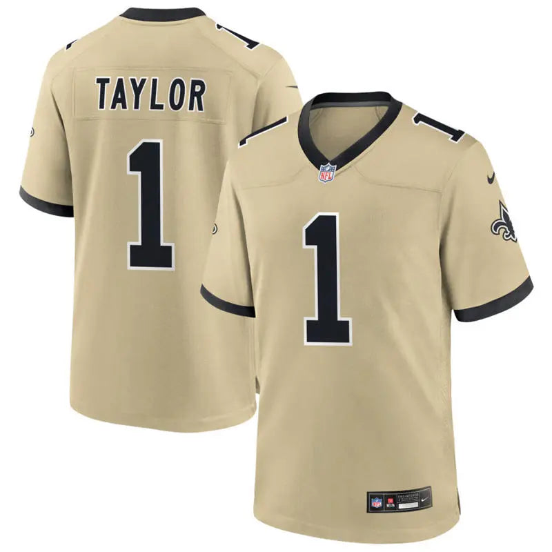 Men’s New Orleans Saints #1 Alontae Taylor Nike Gold Gameday Golds Alternate F.U.S.E. Limited Jersey