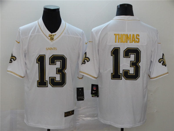 Men’s New Orleans Saints #13 Michael Thomas White Gold Retro Football Jersey