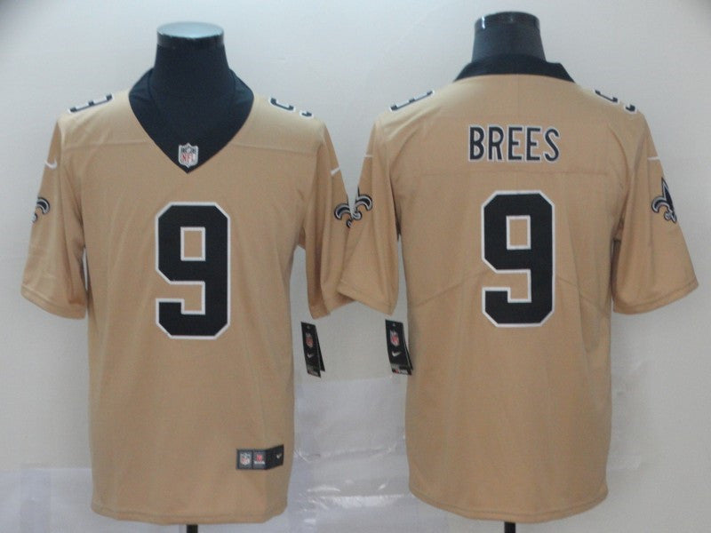 Men’s New Orleans Saints #9 Drew Brees Nike Gold Inverted Legend Jersey