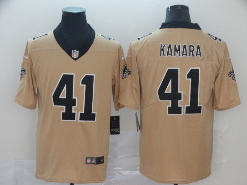 Men’s New Orleans Saints Alvin Kamara #41 Gold Inverted Jersey