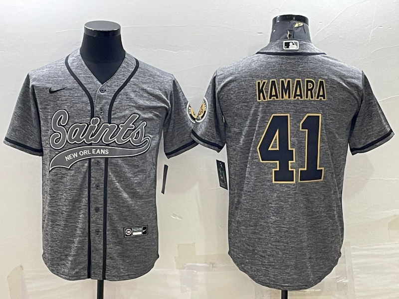 Men’s New Orleans Saints Alvin Kamara #41 Gray Jersey Joint Edition
